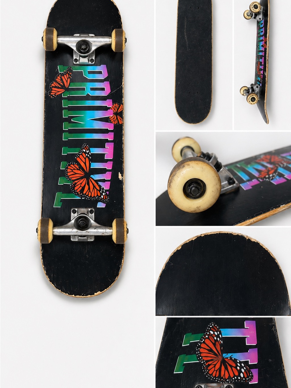 Primitive Skateboard Complete 7.3” Butterfly Graphic Rainbow Logo Street Deck